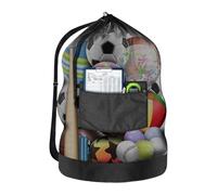 Acunny Bolsa de malla para juguetes | Red de bolas grande y resistente con cordón de tracción 60 x 80 cm | organizador al aire libre para fitness, entrenamiento, piscina, parque, picnic y deportes