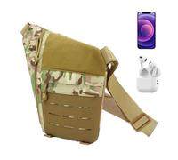 Acunny Bolso bandolera antirrobo con antebrazo | Bolsa antirrobo ajustable impermeable y resistente al desgaste, bolsa de nailon con compartimentos multiusos para viajes, Cp camuflaje, ver
