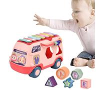 Acunny Bus de aprendizaje musical, Bus de juguetes para bebés - Piano Knocking Toy con Música/Luz | Educación temprana Máquina de rompecabezas Preescolar Preescolar Tell Tell Tell para la edad de