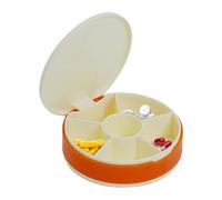Acunny Caja de píldoras redonda, organizador de píldoras de viaje,Planificador de píldoras de compartimento , estuche pequeño - Pequeño planificador de medicamentos sellado, estuche organizador