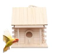 Acunny Casa para pájaros de madera, casas para pájaros de madera para exteriores, caja de alimentación colgante para en, fuera del deslizador para jardín de troncos de árbol, casa decorativa para