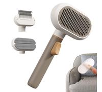 Acunny Cepillo para perros para el pelo de los perros, herramienta de cuidado de 3 cabezas, peine para gatos, cepillo para la capa interna del perro, para masaje corto y lento, baño, limpieza, hogar