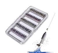 Acunny Fly Fishing Bait, Fly Fishing Lure Kit,50x Señuelos de Artificiales con Estuche de Almacenamiento | Fly Hook para bajo de Trucha, Accesorios para Actividades de Ocio