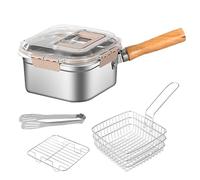 Acunny Freidora de acero inoxidable, sartén multifuncional, juego de freidora de acero inoxidable a prueba de salpicaduras, para patatas fritas, pollo y más, apto para lavavajillas