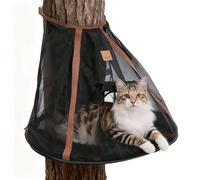 Acunny Hamaca de Gran tamaño para Gatos, Caverna de sueño de Malla para Mascotas, Cama de sueño para Gatos con Puerta Enrollable, para jardín al Aire Libre, Patio o césped, Camping Senderismo