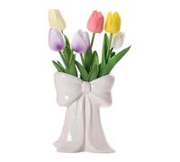 Acunny Jarrón de flores de cerámica, decoración de mesa estética como centro de atención, jarrón de flores, portalápices, decoración de mesa para sala de estar, comedor, cocina, repisa de chimenea
