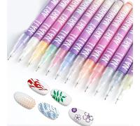 Acunny Juego de lápices de uñas artificiales, marcadores de uñas, 12 colores, kit de esmalte para manicura, pintura artística, resistente al agua | Marcador acrílico de salón de uñas para grafiti