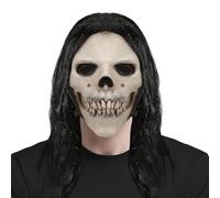 Acunny Máscara de esqueleto - Máscara de calavera espeluznante transpirable de látex, máscara facial de terror para adultos en carnaval y fiestas de miedo