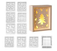 Acunny moldes de silicona navideños - Juego de 10 moldes de resina yeso de Navidad - Decoración de mesa para arcilla Saber Fondant ventana chimenea estantería guardería