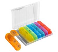 Acunny Organizador de Pastillas Semanal - Envase para Pastillas 3 Veces al Día,Recipiente Hermético y Compacto para Suplementos Dosis Mañana Noche Hogar Coche Bolsillo Niños