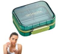 Acunny Pastillero portátil, pastillero semanal, maletín portátil con 7 compartimentos, planificador de medicamentos, dispensador de píldoras con tapa, tamaño de viaje para maleta, bolso, mochila