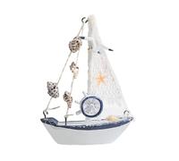 Acunny Pequeño velero modelado de velero | Modelo de madera hecho a mano con concha | Accesorios temáticos para fotos de , decoración náutica vintage de madera