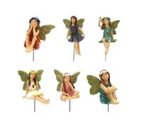 Acunny Resina hadas estatuas accesorios, hadas jardín miniatura hadas figuras elfos, figuras de elfos, accesorios de jardín de hadas, gnoblez, miniatura, jardín, hadas, decoración, alas de hadas,
