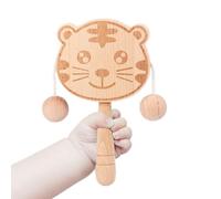Acunny Sonajero de madera para bebé, juego de tambor de mano a ambos lados, tambor interactivo con mango ligero para promover la motricidad, la percepción visual, la acústica y los sensores
