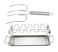 Acunny Soporte para barbacoa para muslos de pollo | Soporte para barbacoa con tenedor de y rejilla de acero inoxidable, soporte para en el horno, barbacoa en el jardín y terraza