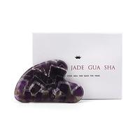 Acupoint Amatista Guasha Tablero Púrpura Jade Stone Colorido Raya Cuerpo Masaje de placa de raspador-Corazón con caja