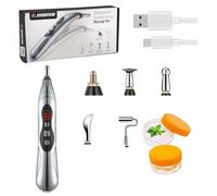 Acupuntura Masaje Pen, Pluma de la acupuntura masajeador de cuerpo eléctrico Meridian Energy con 5 cabezales de masaje,modelo recargable Lápiz Eléctrico de Masaje para Acupuntura,Acupuntura Terapia H