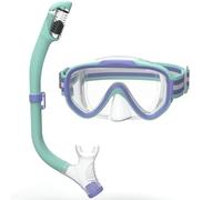ACURE Gafas de natación para niños y niñas de 3 a 14 años, juego de máscara de esnórquel antivaho con cubierta para la nariz y correa de tela, máscara de buceo para niños en piscina para jóvenes