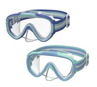 ACURE Gafas de natación para niños y niñas de 3 a 14 años, juego de máscara de esnórquel antivaho con cubierta para la nariz y correa de tela, máscara de buceo para niños en piscina para jóvenes (azul
