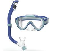 ACURE Gafas de natación para niños y niñas de 3 a 14 años, juego de máscara de esnórquel antivaho con cubierta para la nariz y correa de tela, máscara de buceo para niños en piscina para jóvenes (azul