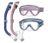 ACURE Gafas de natación para niños y niñas de 3 a 14 años, juego de máscara de esnórquel antivaho con cubierta para la nariz y correa de tela, máscara de buceo para niños en piscina para jóvenes (rosa