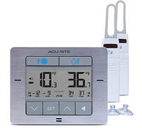 ACURITE Termómetro digital inalámbrico para nevera y congelador con alarma y temperatura máxima y mínima para el hogar y restaurantes (00515M), acabado de acero inoxidable, 4.25 x 3.75 pulgadas