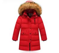 Acuryx Abrigo Largo Invierno para Niño Niña Chaqueta Plumas con Capucha Ropa de abrigo de Invierno Caliente Acolchada Largo 12-13 Años