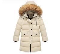 Acuryx Abrigo Largo Invierno para Niño Niña Chaqueta Plumas con Capucha Ropa de abrigo de Invierno Caliente Acolchada Largo 14-15 Años