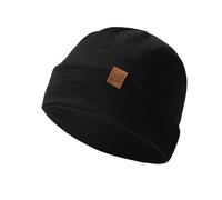 ACUSHLA Gorro Beanie 100% lana merina para hombre y mujer, gorro de punto para invierno, gorro unisex, gorro de punto de dos capas para clima frío, Negro , Talla única