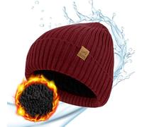 ACUSHLA Gorro de invierno impermeable y a prueba de viento, gorro unisex de invierno cálido confeccionado en punto, gorro elástico y suave con puño y forro grueso y cálido, regalo para mujeres y