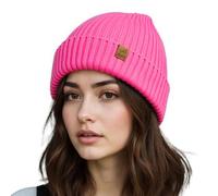 ACUSHLA Gorro de Invierno Impermeable y Resistente al Viento con puño elástico, Suave y Acogedor, con Forro Polar Grueso y térmico, Regalo para Hombres/Mujeres/Ella/él, Rosa neón, Talla única
