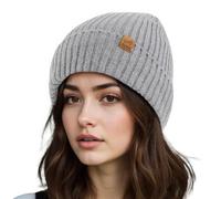ACUSHLA Gorro de invierno impermeable y resistente al viento para hombres y mujeres, gorro con forro polar, Gris claro, One Size