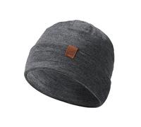 ACUSHLA Gorro de lana merina de 100% para hombre y mujer con puño tejido para invierno, unisex, gorra con diseño de calavera para climas fríos, gris oscuro, 5 7/8-6 7/8