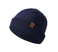 ACUSHLA Gorro de lana merino 100 % para hombre y mujer, gorro de invierno de punto, unisex, gorro de reloj para clima frío, Azul marino, talla única