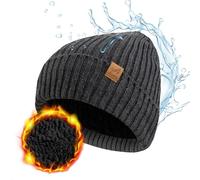 ACUSHLA Gorro impermeable y resistente al viento, gorro de invierno de punto con forro polar grueso para hombres y mujeres, gorro de reloj cálido para clima frío, Gris oscuro, talla única