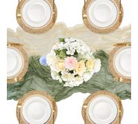 ACUSHLA Juego de 6 manteles individuales bohemios + 2 caminos de mesa, material 100% natural (cañas de agua), elegantes y prácticos para celebraciones/uso diario, decoración de macramé y estilo de