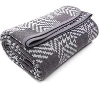 ACUSHLA manta cálida de Lana de Merino, para el salón y sofá, Houndstooth Grey (160 x 220 cm), ideal para camping, todas las estaciones
