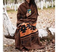 ACUSHLA Manta de Lana Merina de 79 x 63 Pulgadas, cálida, Gruesa, Lavable, Manta Grande, Ideal para Cama, sofá, Camping, Viajes, Coche, Mascotas, Todas Las Estaciones, Color marrón Llama