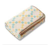 ACUSHLA Manta de Lana Mixta de Merino 160 x 200 cm, Grande para Sofá o Cama, Cálida de Ganchillo para Invierno (Cuadrícula de Colores)