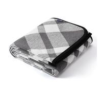 ACUSHLA Manta escocesa de lana merina, grande, cálida, lavable, para cama, sofá, coche, oficina, picnic, viajes, todas las estaciones, a cuadros, 160 x 200 cm, gris a cuadros escoceses