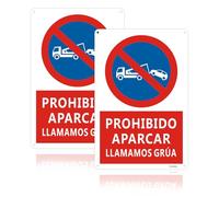 Acuxiaza 2ud Cartel Prohibido Aparcar 20x30 cm Señal de Aluminio Prohibido Aparcar Llamamos Grúa, Impermeable, Protección UV, Duradero