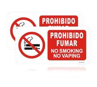 Acuxiaza 2ud Cartel Prohibido Fumar PVC 30x15cm Señal de Prohibición de Fumar en Exterior e Interior Adhesivo, Protección UV, Señalización NO SMOKING NO VAPING