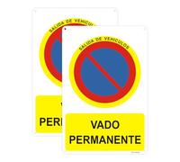 Acuxiaza 2ud Cartel Vado Permanente, 20x30cm, Señal Prohibido Aparcar