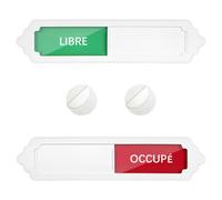 Acuxiaza - Panel de puerta libre ocupado con magnético y adhesivo, 17,8 x 3,8 cm, letrero deslizante, libre/ocupado, placa para escuela o reunión, oficina, baño, color blanco