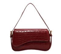 ACUYE Bolso de hombro Y2K color burdeos para mujer, bolso de mano rojo oscuro, bolso cruzado de cuero con correa ajustable, 02-rojo, 25cm