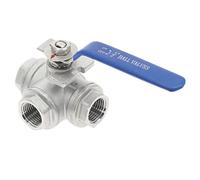 ACVACV 1pcs 304 Stainless Steel Three-Way Ball Valve, For Home Improvement BSP Female Thread Garden Water Connectors(DN25,T Type)