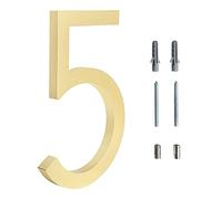 ACVACV Letrero de número de Casa Flotante de 15cm Dorado, señalización de Edificio Moderno, números de Puerta de Casa al Aire Libre, Placa de dirección(5)
