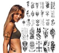 ACWOO 40 Hojas de Pegatinas de Tatuajes Temporales, 3D Realista de Tatuajes, Falso Tatuajes Pegatinas de Arte Corporal, Carnaval Tatuajes Navidad Halloween para Mano Cuello Brazo Adultos Niños