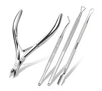 ACWOO 4PCS Alicate para Cutículas y Herramienta de Cortador de Cutículas Profesional, Pinza de Acero Inoxidable para Las Uñas de Dedos de Manos y Pies
