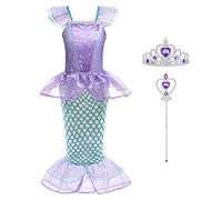 ACWOO Disfraz de Sirenita para niña, disfraz de sirena para niñas con accesorios, vestido disfraz de princesa Ariel Sirena para niña para Halloween, Navidad, cosplay, fiesta de cumpleaños